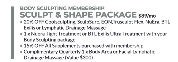 Skintology MedSpa Monthly Membership Program -  Body Sculpting Membership aka “Sculpt & Shape Package”
